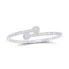 Sparkling Baguette Diamond Square Cuff Bangle Bracelet in 10kt White Gold - 2 - 5/8 Cttw - Splendid Jewellery