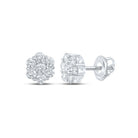 Sparkling Blossom Diamond Cluster Earrings - 10kt White Gold, 5/8 Cttw - Splendid Jewellery