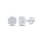 Sparkling Blossom Diamond Cluster Earrings - 10kt White Gold, 5/8 Cttw - Splendid Jewellery