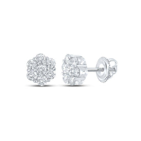 Sparkling Blossom Diamond Cluster Earrings - 10kt White Gold, 5/8 Cttw - Splendid Jewellery