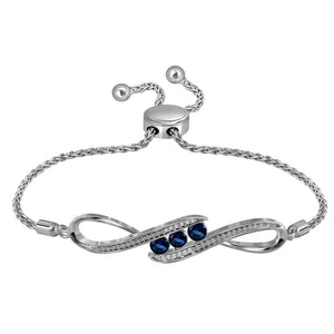 Sparkling Blue Sapphire Bolo Bracelet in Sterling Silver - 1/2 Cttw - Splendid Jewellery