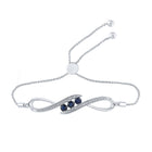 Sparkling Blue Sapphire Bolo Bracelet in Sterling Silver - 1/2 Cttw  Top View from Splendid Jewellery