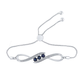 Sparkling Blue Sapphire Bolo Bracelet in Sterling Silver - 1/2 Cttw  Top View from Splendid Jewellery