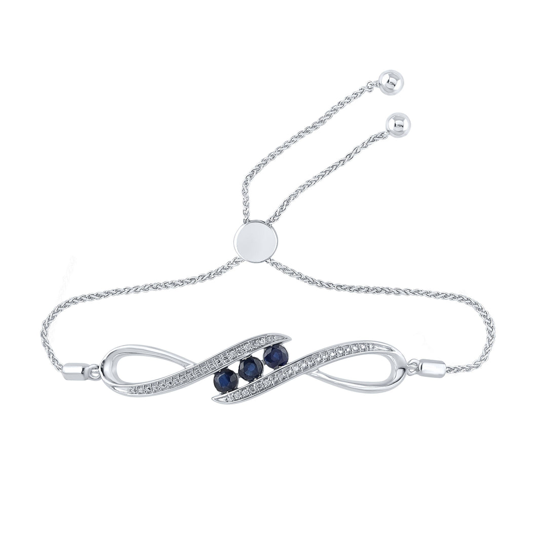 Sparkling Blue Sapphire Bolo Bracelet in Sterling Silver - 1/2 Cttw - Splendid Jewellery