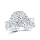 Sparkling Blue Sapphire Halo Bridal Wedding Ring Set - 1 - 1/2 Cttw - Splendid Jewellery