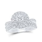 Sparkling Blue Sapphire Halo Bridal Wedding Ring Set - 1 - 1/2 Cttw - Splendid Jewellery