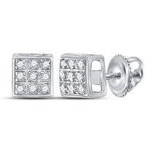 Load image into Gallery viewer, Sparkling Brilliance: 10kt White Gold Diamond Cluster Earrings  Side View from Splendid Jewellery