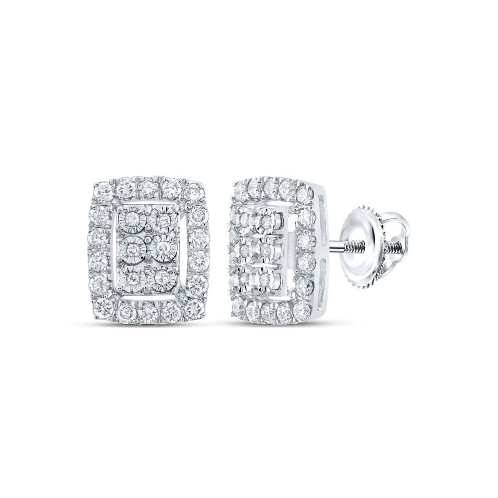 Sparkling Brilliance: 10kt White Gold Diamond Cluster Earrings - Splendid Jewellery