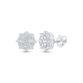 Sparkling Brilliance: 10kt White Gold Diamond Cluster Earrings - Splendid Jewellery