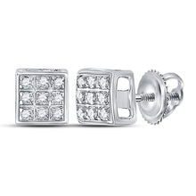 Load image into Gallery viewer, Sparkling Brilliance: 10kt White Gold Diamond Cluster Earrings  Top View from Splendid Jewellery