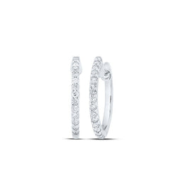 Sparkling Brilliance: 10kt White Gold Diamond Hoop Earrings - Splendid Jewellery