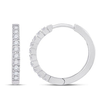 Load image into Gallery viewer, Sparkling Brilliance: 10kt White Gold Diamond Hoop Earrings - Splendid Jewellery