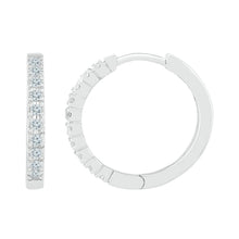 Load image into Gallery viewer, Sparkling Brilliance: 10kt White Gold Diamond Hoop Earrings Side view from the 10Kt White Gold Womens Round Diamond Hoop Earrings 1 4 Cttwpin284056 collection by Splendid Jewellery