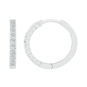 Sparkling Brilliance: 10kt White Gold Diamond Hoop Earrings - Splendid Jewellery