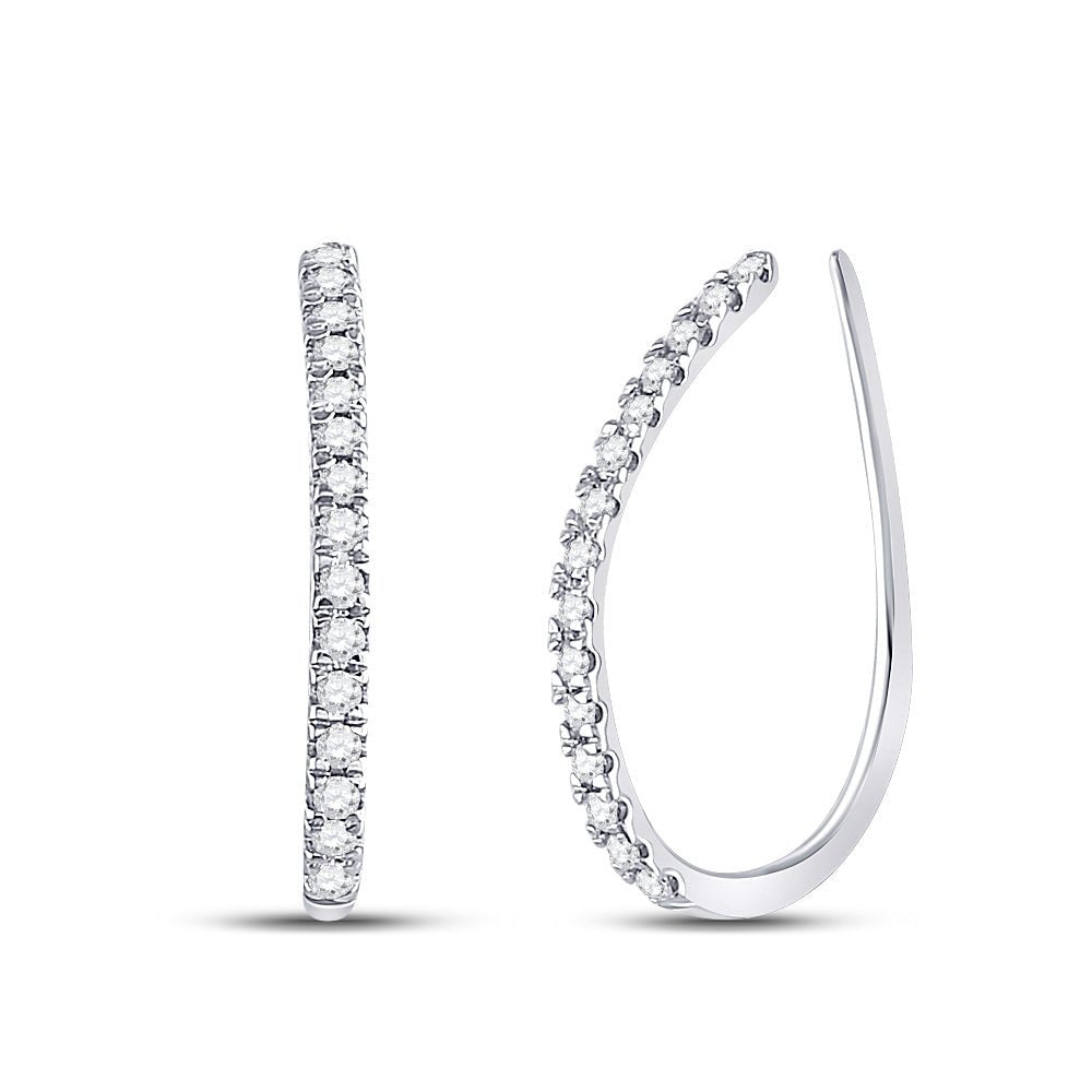 Sparkling Brilliance: 10kt White Gold Diamond Hoop Earrings - Splendid Jewellery