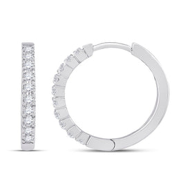 Sparkling Brilliance: 10kt White Gold Diamond Hoop Earrings Top view from the 10Kt White Gold Womens Round Diamond Hoop Earrings 1 4 Cttwpin284056 collection by Splendid Jewellery