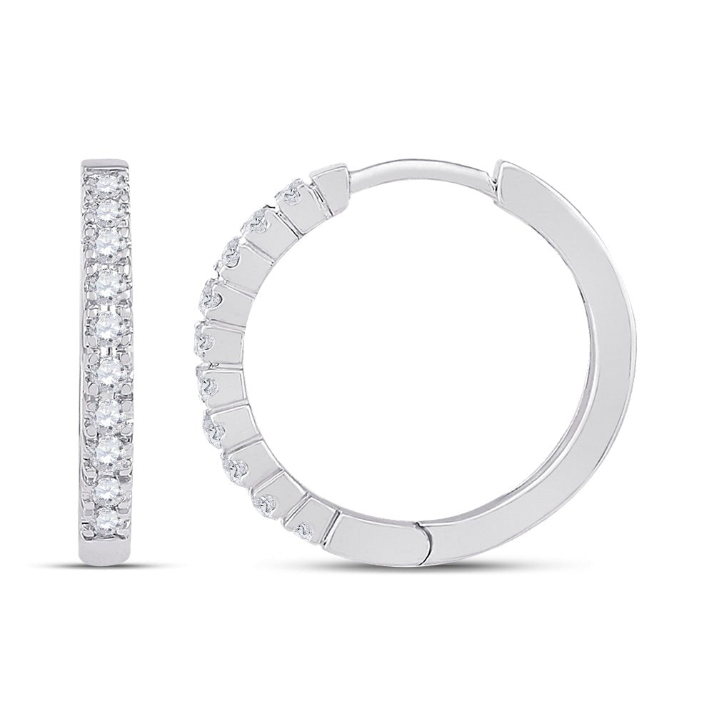 Sparkling Brilliance: 10kt White Gold Diamond Hoop Earrings - Splendid Jewellery