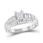Sparkling Brilliance: 10kt White Gold Princess Diamond Cluster Bridal Wedding Engagement Ring 1/2 Cttw - Splendid Jewellery