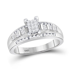 Sparkling Brilliance: 10kt White Gold Princess Diamond Cluster Bridal Wedding Engagement Ring 1/2 Cttw - Splendid Jewellery