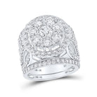 Sparkling Brilliance: 10kt White Gold Round Diamond Cluster Bridal Wedding Ring Band Set 4 Cttw - Splendid Jewellery