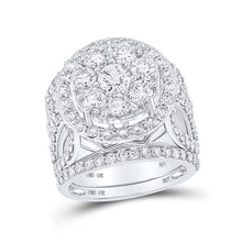 Load image into Gallery viewer, Sparkling Brilliance: 10kt White Gold Round Diamond Cluster Bridal Wedding Ring Band Set 4 Cttw - Splendid Jewellery