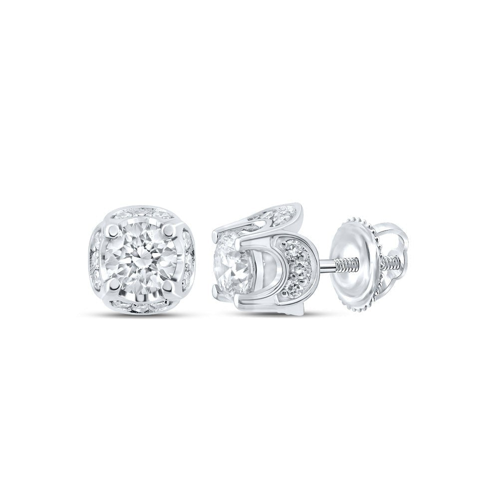 Sparkling Brilliance: 10kt White Gold Round Diamond Solitaire Earrings - Splendid Jewellery