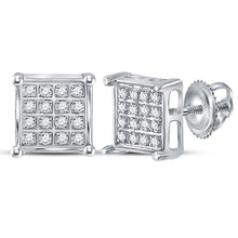 Load image into Gallery viewer, Sparkling Brilliance: 10kt White Gold Square Cluster Diamond Earrings - Splendid Jewellery