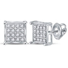 Sparkling Brilliance: 10kt White Gold Square Cluster Diamond Earrings  Side View from Splendid Jewellery