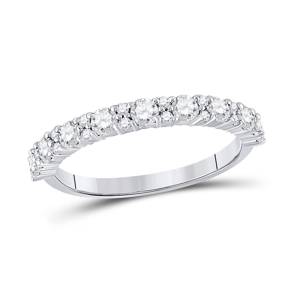 Sparkling Brilliance: 10kt White Gold Women's Round Diamond Band Ring 3/4 Cttw - Splendid Jewellery