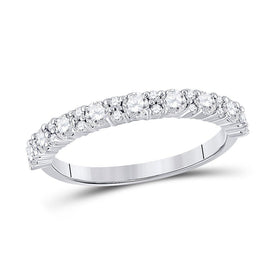 Sparkling Brilliance: 10kt White Gold Women's Round Diamond Band Ring 3/4 Cttw - Splendid Jewellery