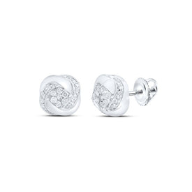 Sparkling Brilliance: 10kt White Gold Womens Round Diamond Fashion Earrings 1/3 Cttw - Splendid Jewellery