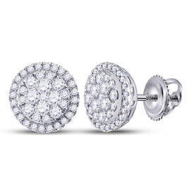 Sparkling Brilliance: 14kt White Gold Diamond Halo Cluster Earrings - Splendid Jewellery