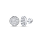 Sparkling Brilliance: Men's 10kt White Gold Round Diamond Cluster Earrings (1 Cttw) - Splendid Jewellery
