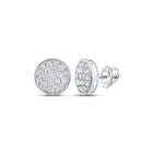 Sparkling Brilliance: Men's 10kt White Gold Round Diamond Cluster Earrings (1 Cttw) - Splendid Jewellery
