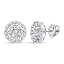 Load image into Gallery viewer, Sparkling Cluster Diamond Earrings - 10kt White Gold .01 Cttw - Splendid Jewellery