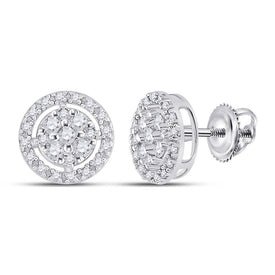 Sparkling Cluster Diamond Earrings - 10kt White Gold .01 Cttw - Splendid Jewellery