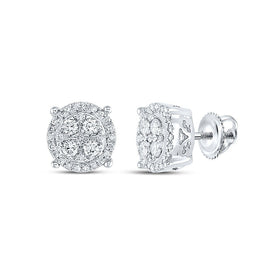 Sparkling Cluster Diamond Earrings in 10kt White Gold - Splendid Jewellery