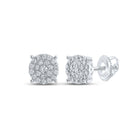 Sparkling Cluster of Diamonds: 10kt White Gold Women's Round Diamond Cluster Earrings 1/2 Cttw - Splendid Jewellery