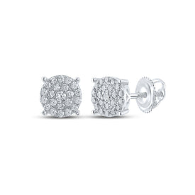 Sparkling Cluster of Diamonds: 10kt White Gold Women's Round Diamond Cluster Earrings 1/2 Cttw - Splendid Jewellery