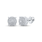 Sparkling Cluster of Diamonds: 10kt White Gold Womens Round Diamond Cluster Earrings 1/3 Cttw - Splendid Jewellery