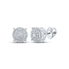 Sparkling Cluster of Diamonds: 10kt White Gold Womens Round Diamond Cluster Earrings 1/3 Cttw - Splendid Jewellery