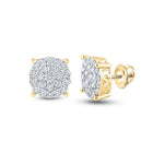 Sparkling Cluster of Diamonds: 10kt Yellow Gold Womens Round Diamond Earrings 1 - 1/2 Cttw - Splendid Jewellery