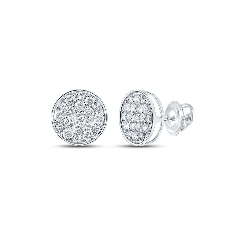 Sparkling Cluster of Round Diamond Earrings in 10kt White Gold - 1/2 Cttw - Splendid Jewellery