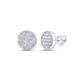 Sparkling Cluster of Round Diamond Earrings in 10kt White Gold - 1/2 Cttw - Splendid Jewellery