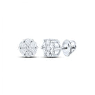 Sparkling Diamond Blossom Earrings: 10kt White Gold Flower Cluster Earrings 1/4 Cttw - Splendid Jewellery