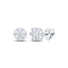 Sparkling Diamond Blossom Earrings: 10kt White Gold Flower Cluster Earrings 1/4 Cttw - Splendid Jewellery