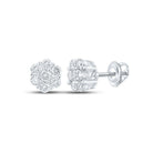 Sparkling Diamond Blossom Earrings - 10kt White Gold Men's Round Cluster Earrings 3/4 Cttw - Splendid Jewellery