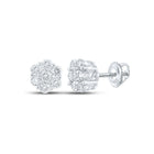 Sparkling Diamond Blossom Earrings - 10kt White Gold Men's Round Cluster Earrings 3/4 Cttw - Splendid Jewellery
