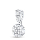 Sparkling Diamond Blossom Pendant | 10kt White Gold Womens Round Diamond Flower Cluster Pendant 1/5 Cttw | Splendid Jewellery - Splendid Jewellery