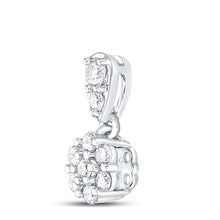 Load image into Gallery viewer, Sparkling Diamond Blossom Pendant | 10kt White Gold Womens Round Diamond Flower Cluster Pendant 1/5 Cttw | Splendid Jewellery - Splendid Jewellery
